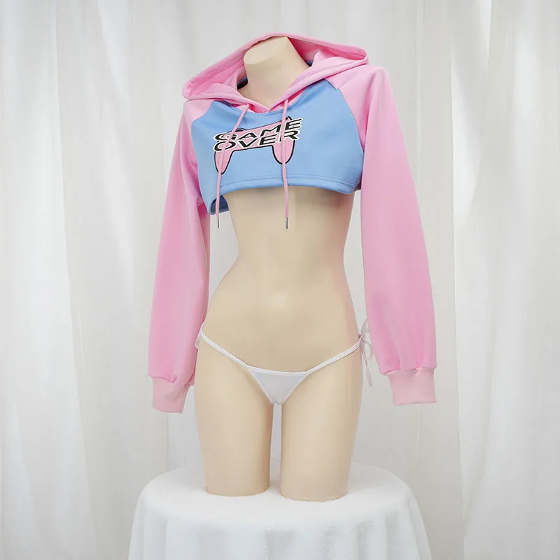 Cute Long Sleeve Crop Top Hood - огляд і ціна Anime Cosplay Bikini