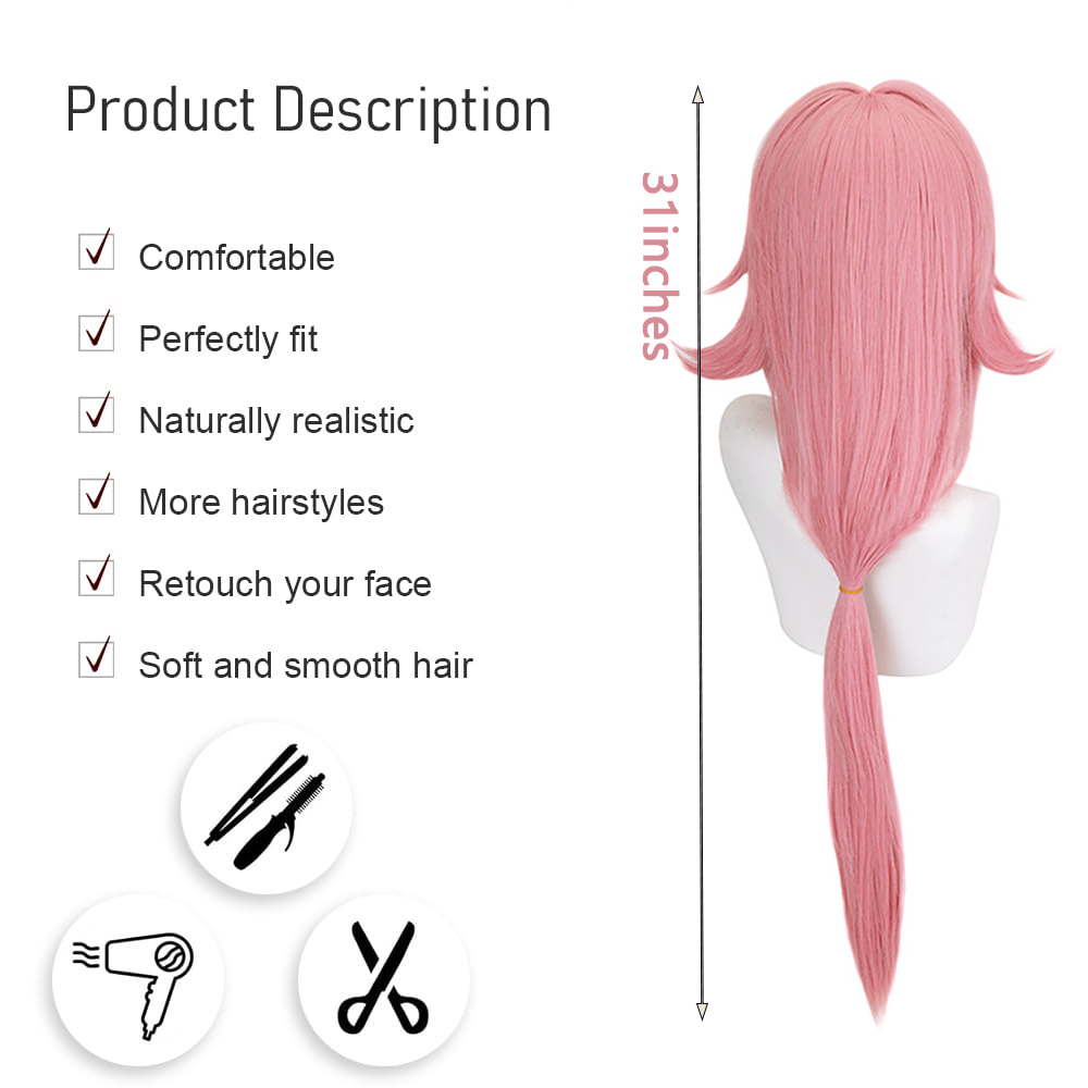 Yae Miko Cos Wig Pink Natural  - огляд і ціна Cosplay Anime Yae Miko