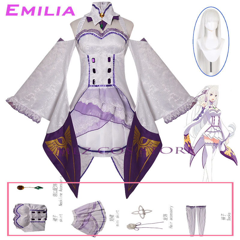 Emilia Cosplay Anime Re Zero K - огляд і ціна Anime Cosplay Dress For Women